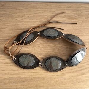 Massimo Dutti boho western belt Leather Belt with Silver Accents concho 32